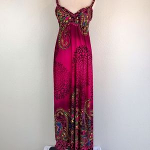 Bold Print Magenta Maxi Dress